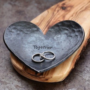 Iron 6th Anniversary Heart Dish Gift for Wife Girlfriend Custom Engraved Jewelry Ring Dish Catch all Bowl for Couple Romantic Gift image 3