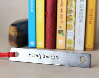 Heart Bookmark 6th Wedding Anniversary - personalised iron gift - hand crafted engraved heart bookmark with faux leather tassel Bookmark