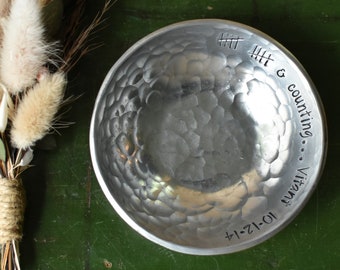 Personalized Aluminum Hammered Ring Bowl, Anniversary Gift