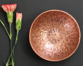 9th Anniversary Gift - Copper Ring Bowl - Personalised Hammered Vessel - 4" Copper Dish - Traditional 9th - Jewellery dish for her