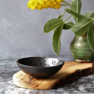 Iron Ring Bowl 6 Tally Marks - 6th Anniversary Wedding Gift - Ready to Ship - Small Jewelry Dish For Him, Her, Metal Hammered Minimal Design