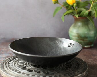 Ready To Ship Iron Anniversary Bowl - Tally Marks Design - VI Roman Numerals - 6th Wedding present for Wife - Hand forged dish for Husband