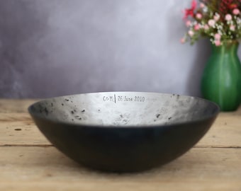 10" Hand forged polished Steel Bowl - Contemporary forged Deep Bowl - Centrepiece vessel for Dining Table - Steel 11th Anniversary Gift