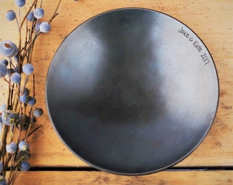 6th Anniversary Personalized Large Iron Bowl 6 Year Wedding Gift, Hand-forged 7 3/4" Iron Metal Dish Gift for Wife & Husband Custom Gift