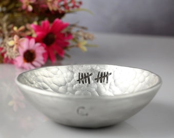 Aluminium Bowl Anniversary Gift, Metal Small Trinket Dish, Gift for Her and Couples Gift Ideas