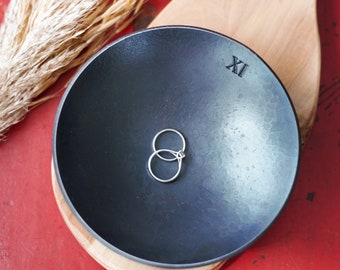 11th Anniversary Gift - Steel Catch All Bowl - Roman Numerals or Tally Mark Design