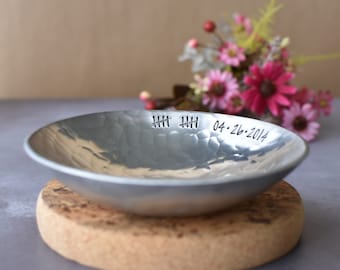 Personalized 10th Anniversary Aluminum Bowl: Hand-Forged Catch-All Dish
