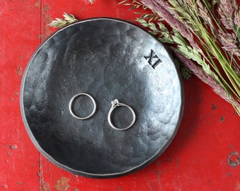 11th Anniversary Dish, Steel Wedding Gift, Ready to Ship - 11 Tally Mark,  XI Roman Numerals, Simple Design, Husband & Wife