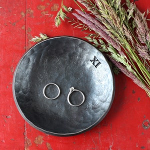 11th Anniversary Dish, Steel Wedding Gift, Ready to Ship - 11 Tally Mark,  XI Roman Numerals, Simple Design, Husband & Wife