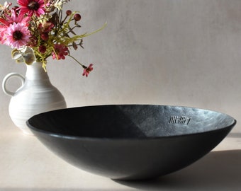 11th Anniversary Steel Deep Bowl, Forged Hammered Gifts, Rustic Tableware, 11 Year Gifts Interior Design Large Bowl Centrepiece Present