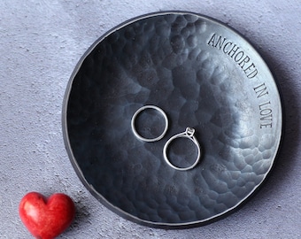 11th Anniversary Gift for him -  Steel anniversary wedding ring dish - wedding gift - steel ring dish gift for husband - ring dish for him