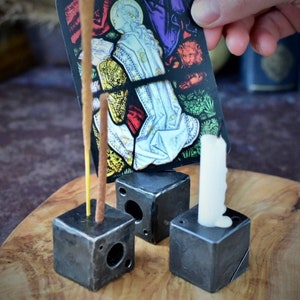 Kubus wierookbrander, gepersonaliseerde kleine kaarskaartweergave, altaargereedschap met meerdere kubussen, dikke houder wierookstokje, spiritueel cadeau
