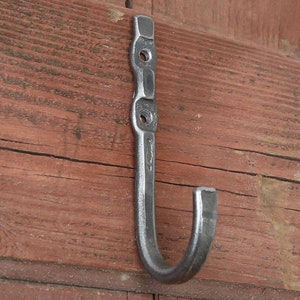 Solid Iron Hook  Hand-Forged Blacksmith Made Coat Hook Wall Hanger