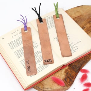 22nd Anniversary Gift, Artisan Copper Bookmark - Roman Numerals XXII, 22 Tally Marks, Est. 2003 - Copper Wedding for Husband and Wife