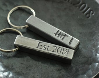 Iron Bar Keychain 6 Tally Marks. Est. Ready to Ship, 6th Anniversary Keyring, Forged Gift for Him, Gift for Her - 6 Year Gift - Iron Wedding