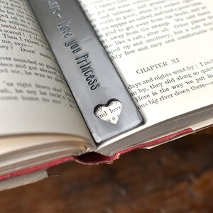 Steel Bookmark Cutout Heart Personalized Metal Gift 11th Wedding Anniversary Heart Design Keepsake Booklovers and Readers image 4