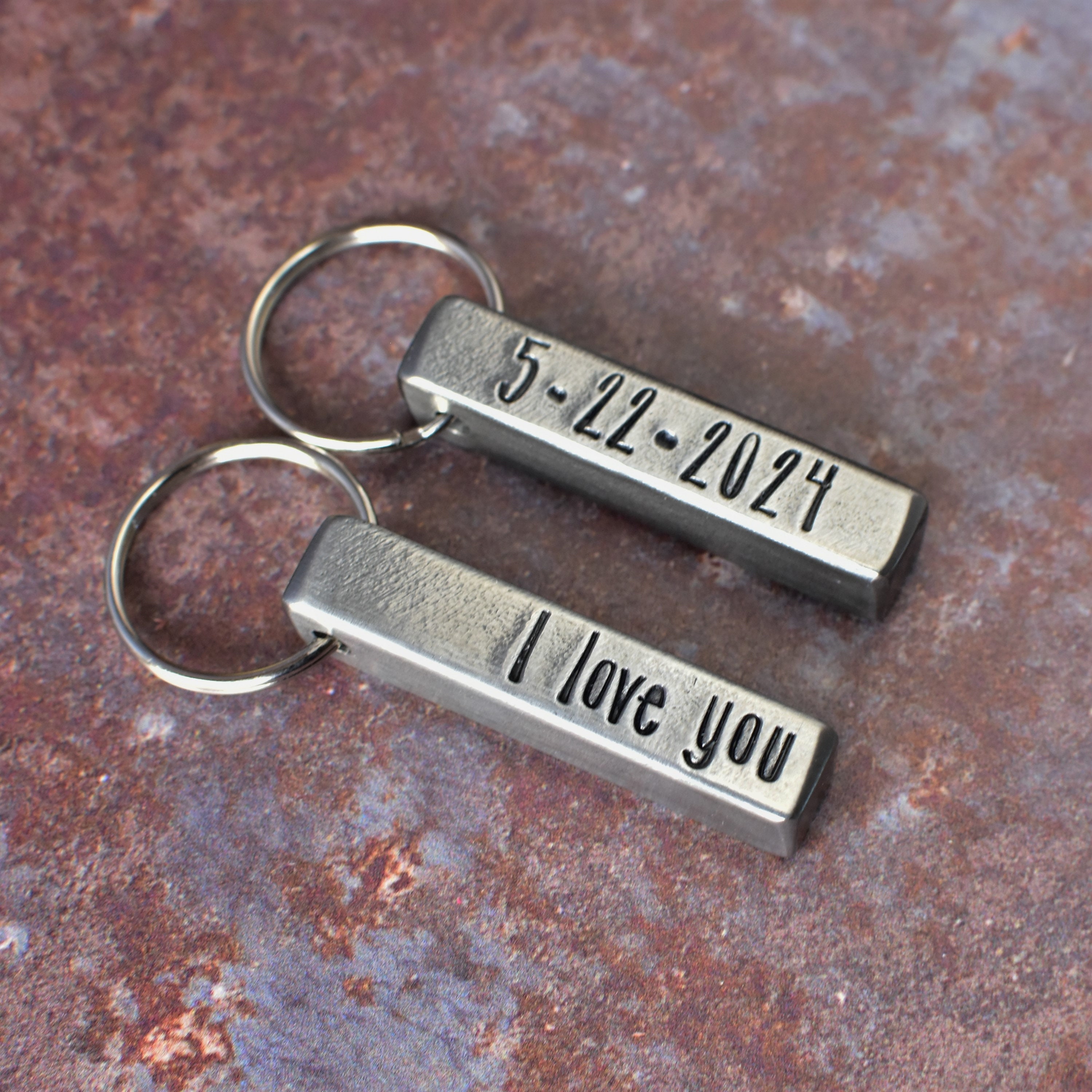 Steel Bar Key Chain Personalized 11th Anniversary Keyring Etsy UK