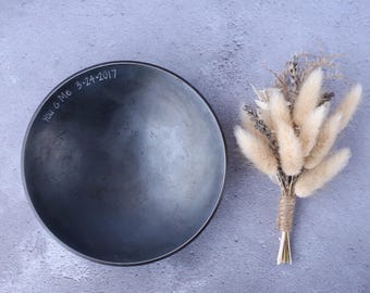 Personalized Steel Bowl – Hand Forged 11th Anniversary Gift - Pressed Metal Catch-All Dish