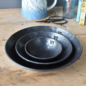 Ready Made Iron Bowl Set, Traditional Hammered Forged Bowls for 6th Wedding Anniversary, Three Iron Bowls, Housewarming present for couple