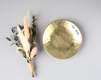 Personalised 21st Anniversary Gift Round Brass Dish.