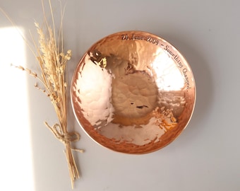 Personalized Copper Anniversary Bowl: Hand Hammered Jewelry Dish