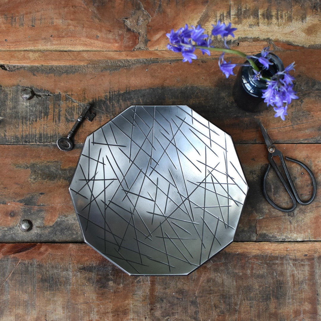 Tin Bowl Decatur Hand Forged Iron Decagon Bowl, Shiny Metal Catch-all Dish, Anniversary ...
