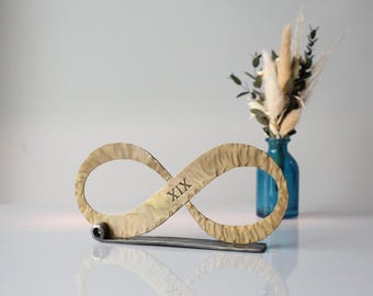 Bronze Infinity Knot Sculpture. 19th Wedding Anniversary Gift.