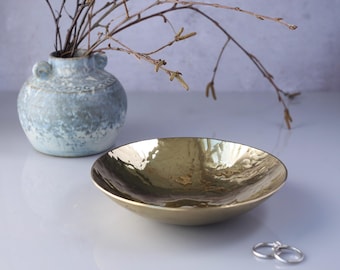 21st Anniversary Gift, Personalised Medium Brass Bowl