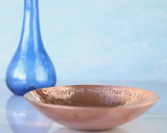 Personalized Copper Anniversary Bowl: Hand Hammered Jewelry Dish