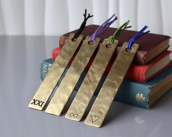 21st Anniversary Brass Bookmark with Tassel. Hand Forged Brass Keepsake.