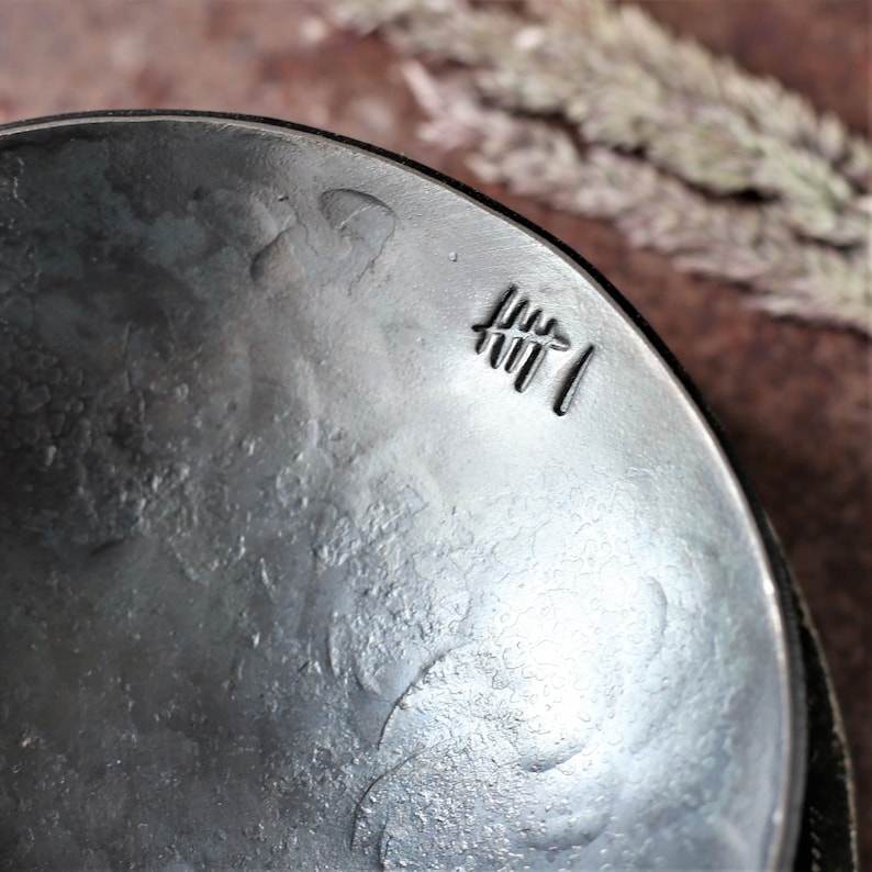 Ready To Ship Iron Anniversary Bowl Tally Marks Design VI Roman Numerals 6th Wedding present for Wife Hand forged dish for Husband Tally Marks for 6