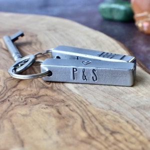 Iron Bar Keychain - Personalised 6th Anniversary Keyring - Forged gift for him - Valentine gift for her - Wedding favour - Couples Offer