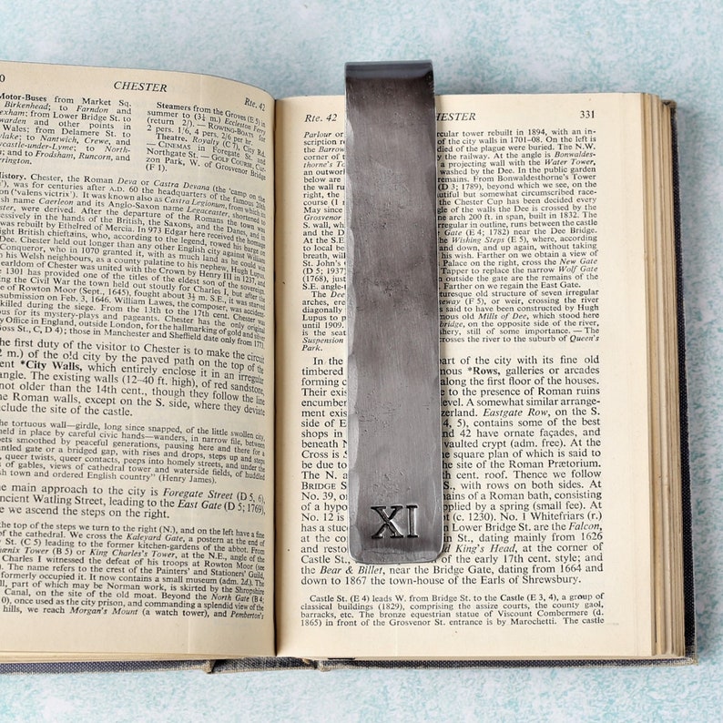 Steel Hand Forged Bookmark 11 Year Anniversary Gift with Roman 11 Numerals or Tally Mark Design Gift for Him for Her Boyfriend Girlfriend XI Roman Numerals