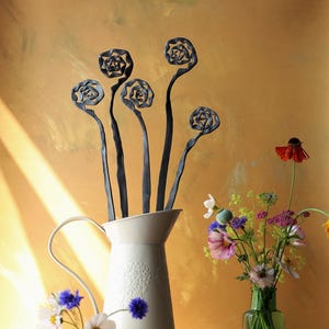 11th Anniversary Gift, Hand Forged Steel flower display.