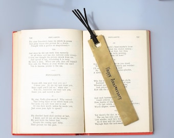 Personalised 19th Anniversary Solid Bronze Bookmark with Tassel