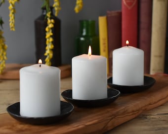 Set of 3 tealight holders - hand forged candle dishes - Christmas candle dishes