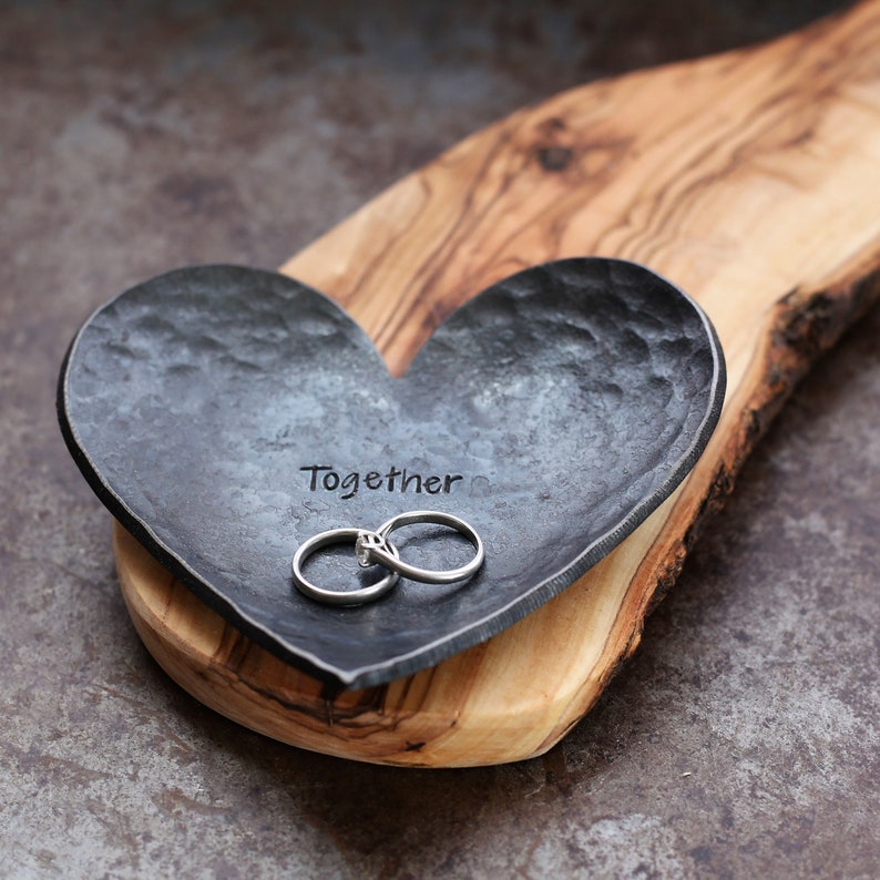 Iron 6th Anniversary Heart Dish Gift for Wife Girlfriend Custom Engraved Jewelry Ring Dish Catch all Bowl for Couple Romantic Gift image 3