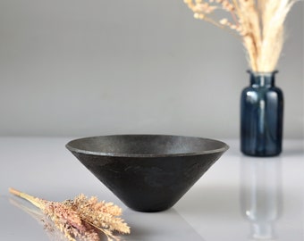 Personalized Steel Conical Bowl, 11th Anniversary Gift, Engraved Ring Dish