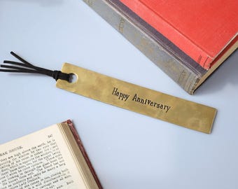 Personalised 8th Anniversary Solid Bronze Bookmark.