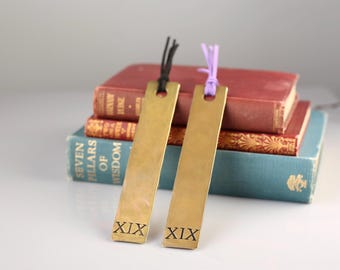 19th Anniversary Bronze Bookmark with Tassel. Hand Forged Bronze Wedding Keepsake.