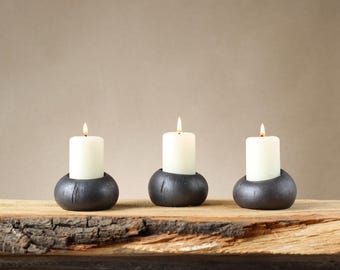 Moonstone Candle Holder. Artisan Iron Home Decor.