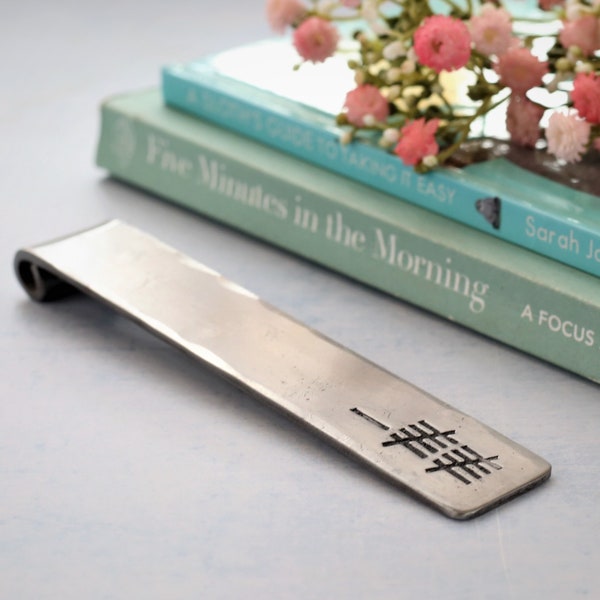 Steel Hand Forged Bookmark 11 Year Anniversary Gift with Roman 11 Numerals or Tally Mark Design Gift for Him for Her Boyfriend Girlfriend