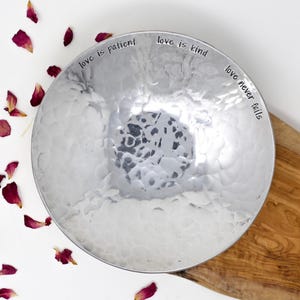 Personalized Aluminum Catch All Bowl - 10th Year Wedding Anniversary Tin Traditional Hammered Bowl for Wife & Husband Couples Gift Present.