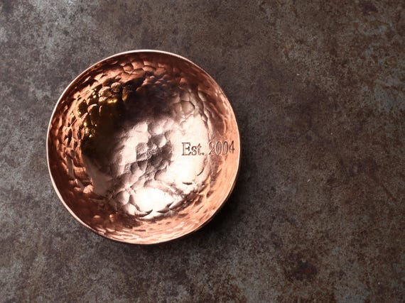 Hammered Copper Ring Bowl, 22nd Anniversary Dish, Catch-All Vessel
