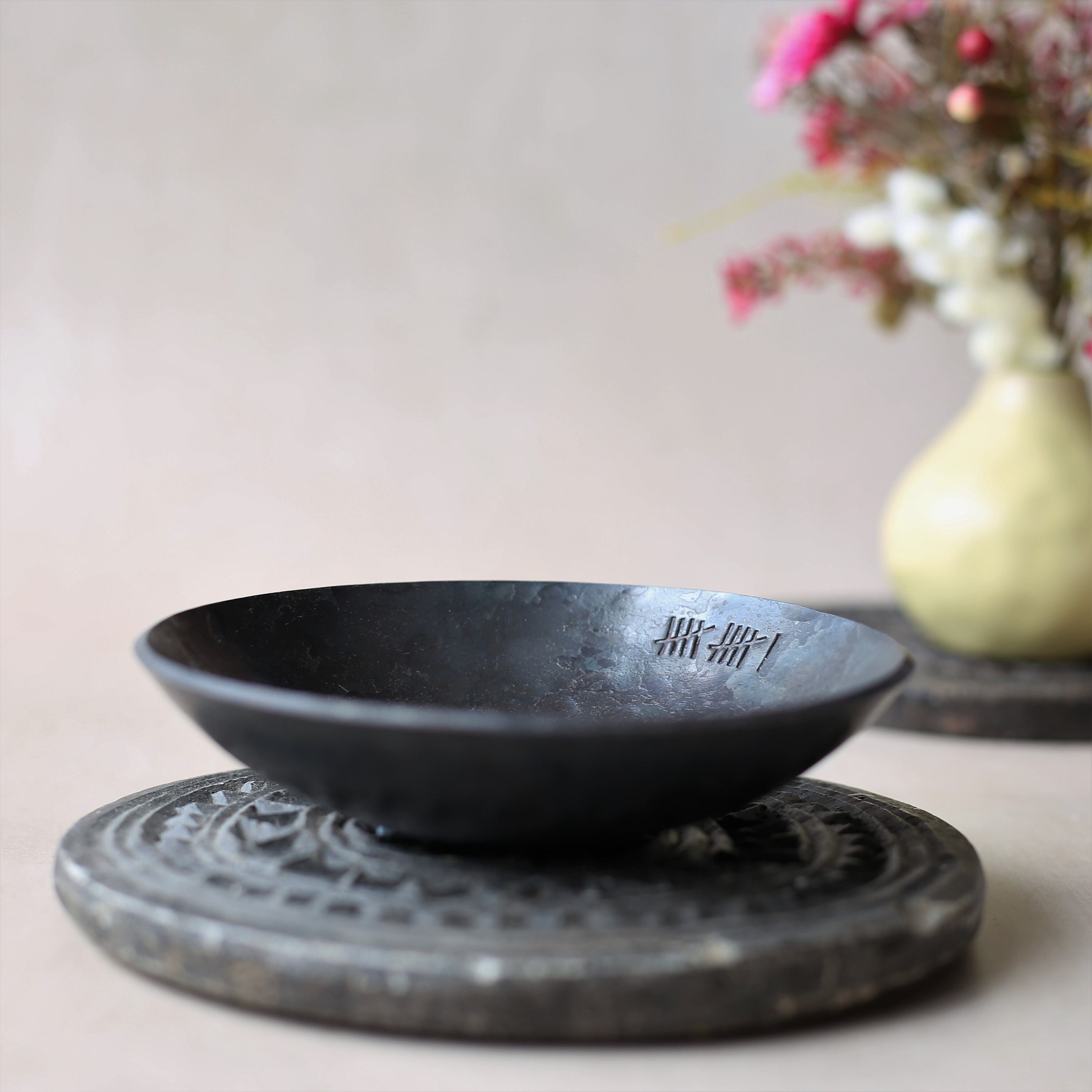 Ready To Ship Steel Anniversary Bowl  - 11th Wedding Gift for Him -  XI /11 Tally Marks gift for her 11th wedding anniversary