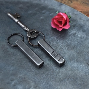 6th Anniversary Dark Iron Bar Keychain - 6 Tally Marks or Est. 2019