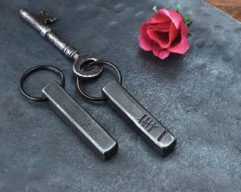 6th Anniversary Dark Iron Bar Keychain - 6 Tally Marks or Est. 2019