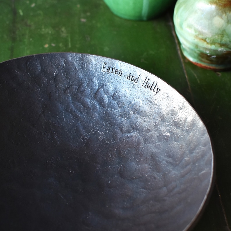 Large Iron bowl with personalized message 6th Wedding Anniversary Gift Hand forged Iron gift for Husband Custom catch all bowl image 3