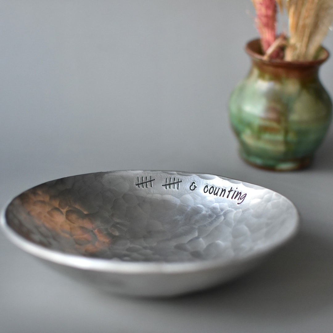 Hammered Aluminum Bowl for 10th Anniversary Gift 10 Year Tin Wedding