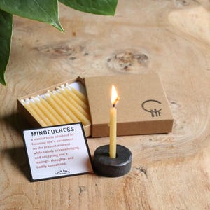 Moments of Calm Candle Set. Iron hand forged candle holder and 10 beeswax 20 minute burn candles